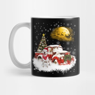 Red Truck Xmas Tree White Pitbull Christmas Mug